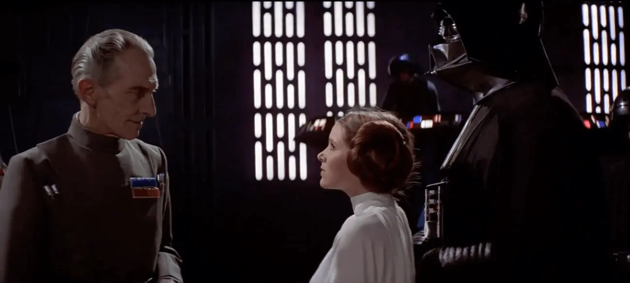 Prinzessin Leia in einem Verhandlungsprozess.